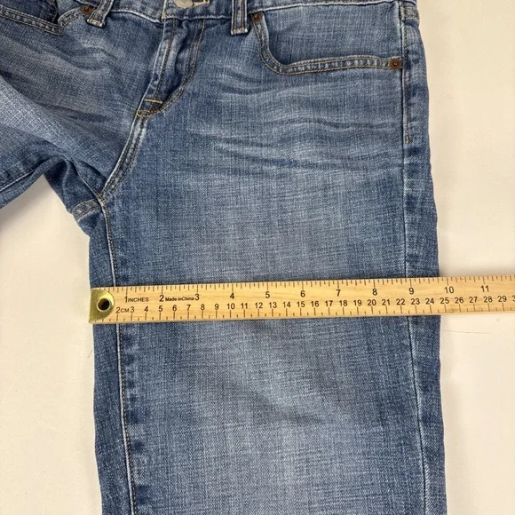 Lucky Brand Abbey Bermuda Shorts Women 6 28 Blue Denim Embroidered Frayed Hem - Picture 10 of 16